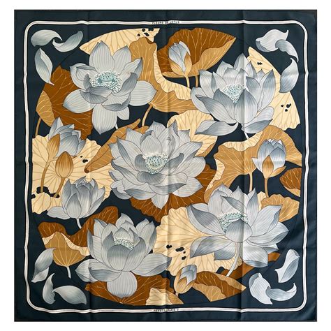 fleur d lotus hermes|HERMES Silk Fleurs de Lotus Scarf 90 35401 .